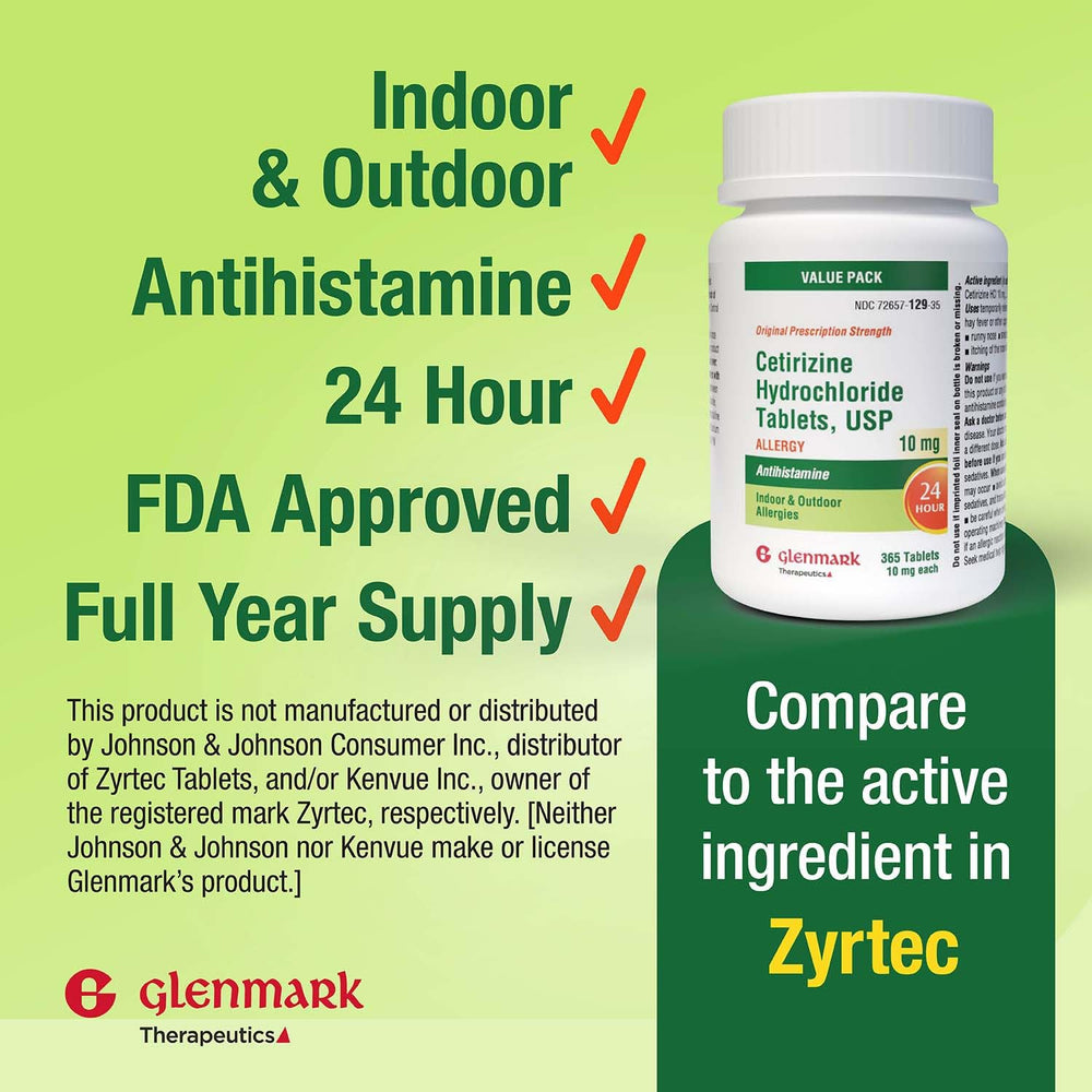 Glenmark Therapeutics label close-up highlights 10 mg dosage and ingredient.