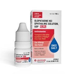 Glenmark Therapeutics Olopatadine eye-drop-bottle shows fast-acting allergy relief for itchy eyes.