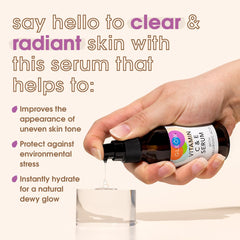 GLEOW Vitamin C Serum clean formula label indicating paraben-free and cruelty-free