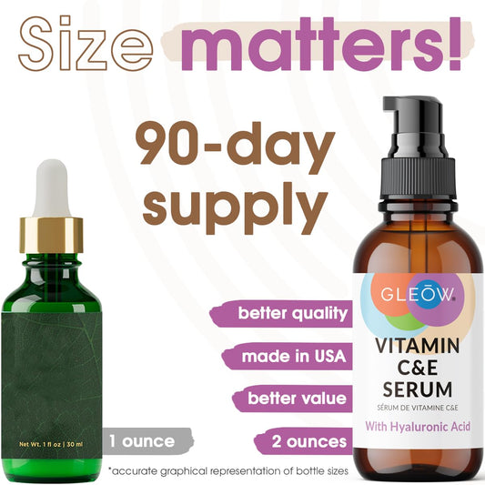 GLEOW Vitamin C Serum dispenser showing easy pea-sized application