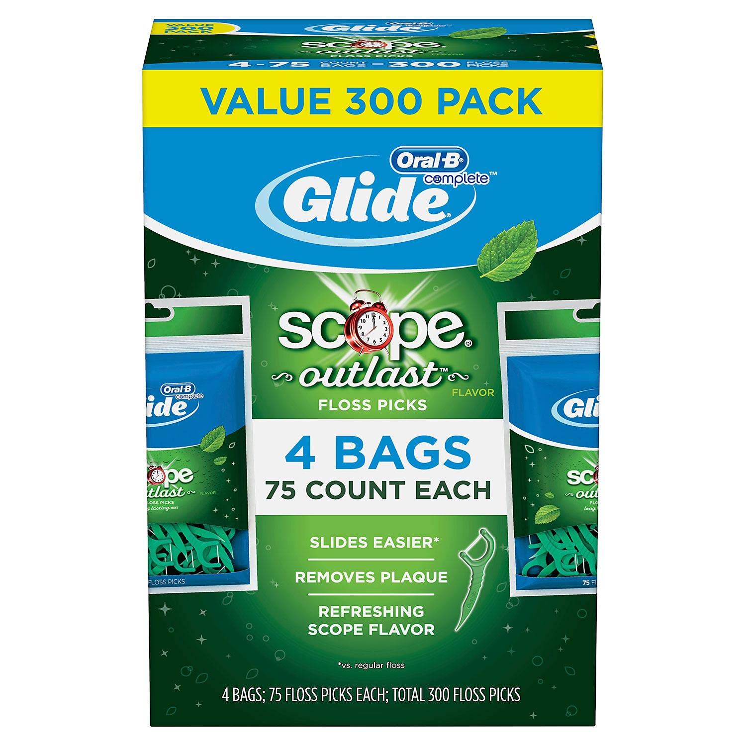 Glide Floss Picks Plusx Outlast Mint 40mm - 4 Pack of 75
