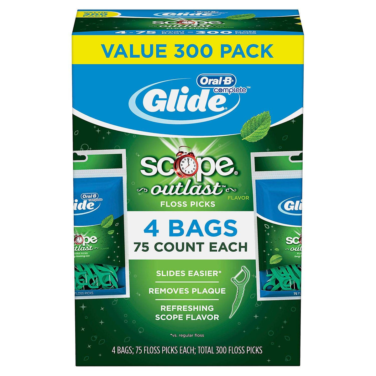 Glide Floss Picks Plusx Outlast Mint 40mm - 4 Pack of 75