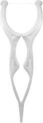 Floss pick tip reaching between teeth for hard-to-reach spots