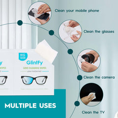 GlintFy lens wipes used to clean eyeglasses