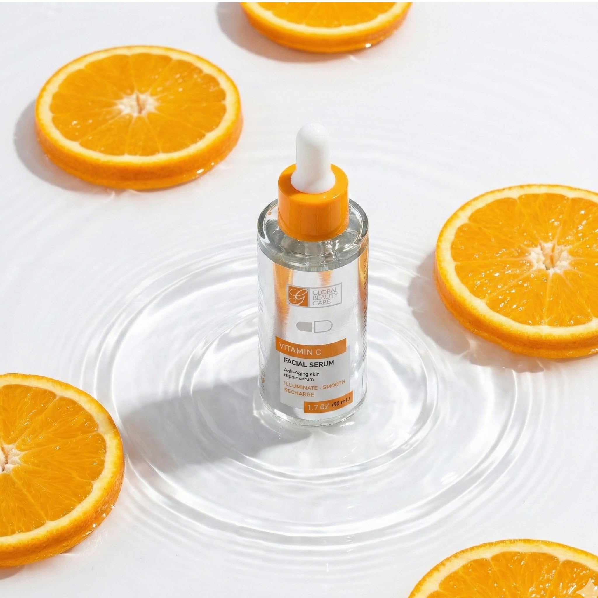 Global Beauty Care Vitamin C Serum dropper ready for daily skincare application