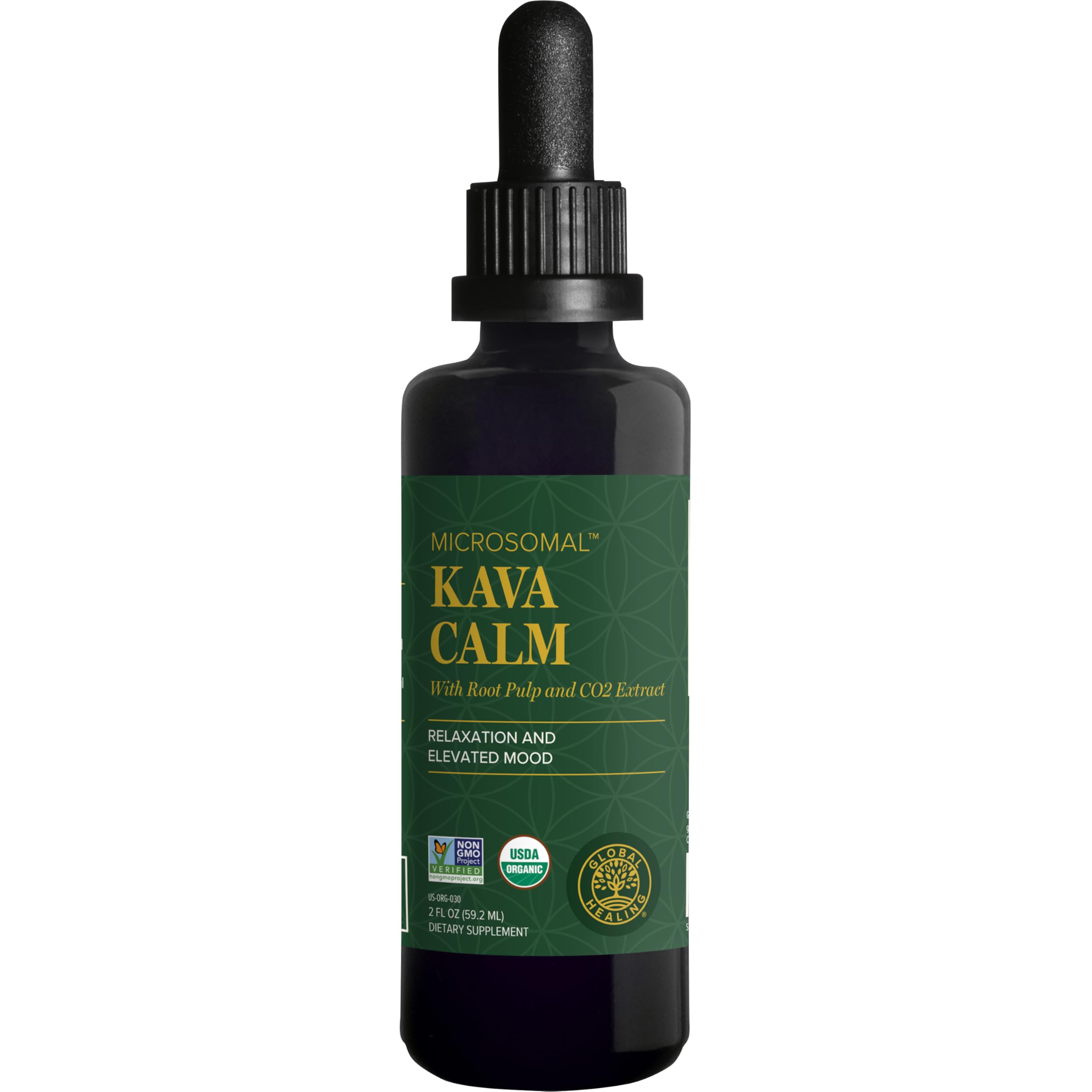 Organic Kava Calm tincture bottle with dropper
