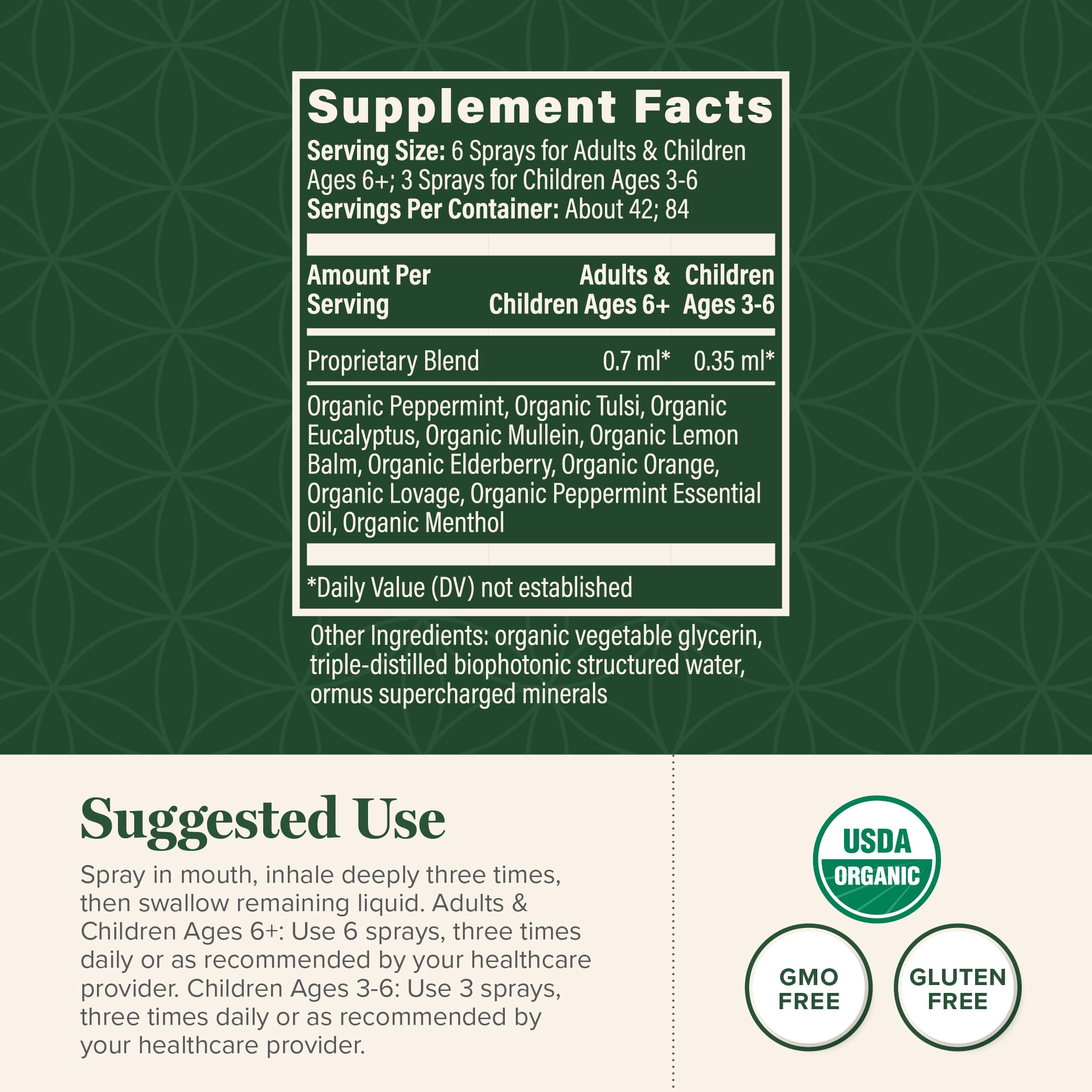 Global Healing Center Organic Lung Health 1 oz travel bottle for respiratory support on the go.