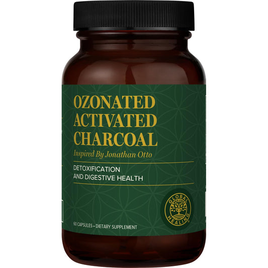 Global Healing Center ozonated activated charcoal powder bottle with 60 capsules - product image 1
