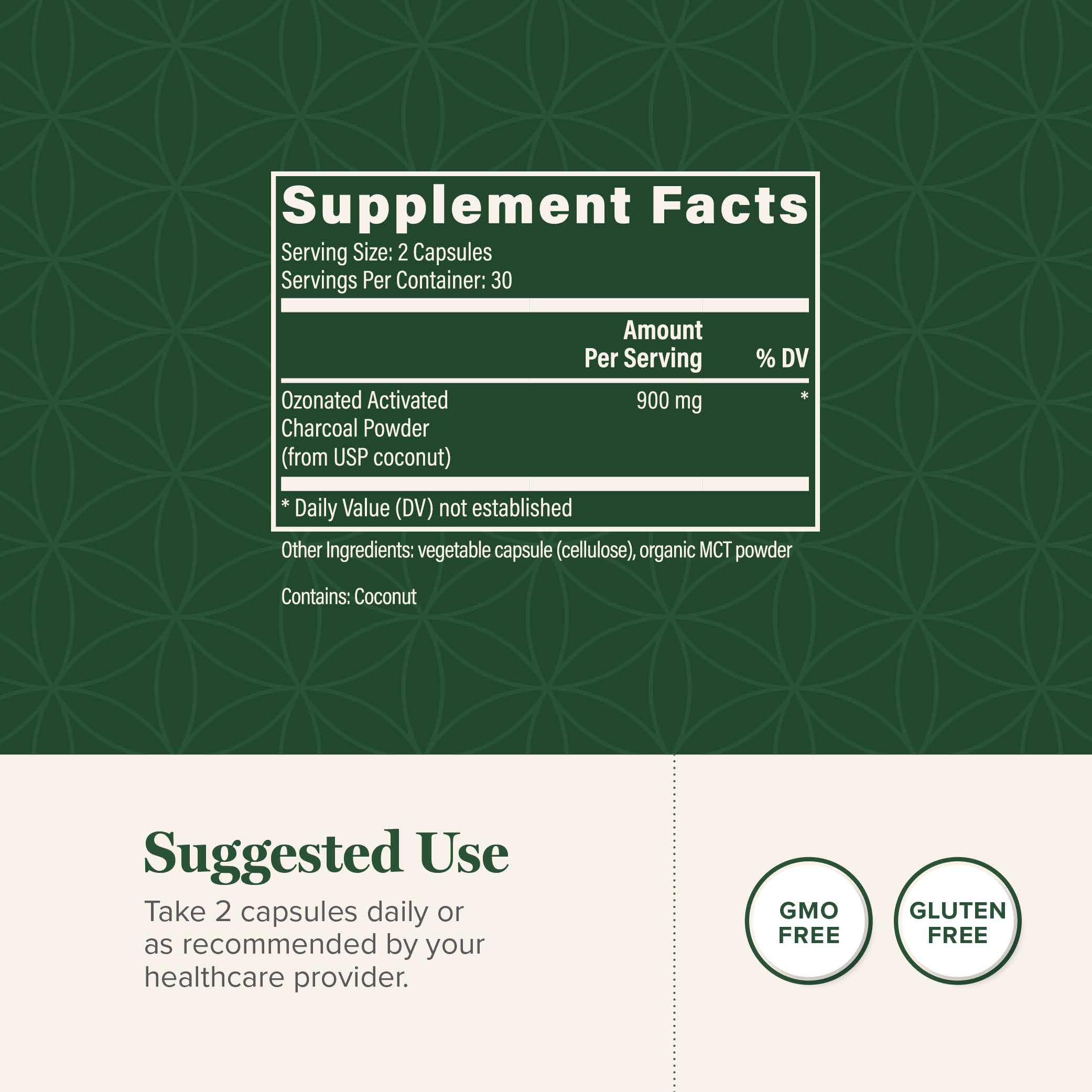 Close-up shot of 60 activated charcoal capsules - product image 2