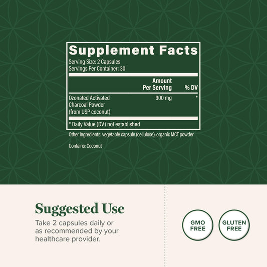 Close-up shot of 60 activated charcoal capsules - product image 2