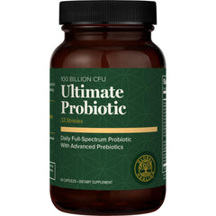 Global Healing Center Ultimate Probiotic bottle showing high-potency 75B CFU for gut balance.