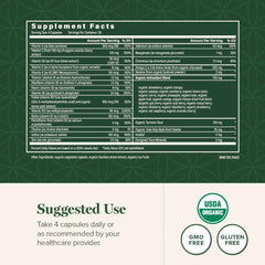 Global Healing Center USDA Organic logo on label signaling clean nutrition