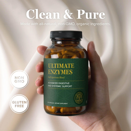 Close-up of VeganZyme full-spectrum enzyme blend label