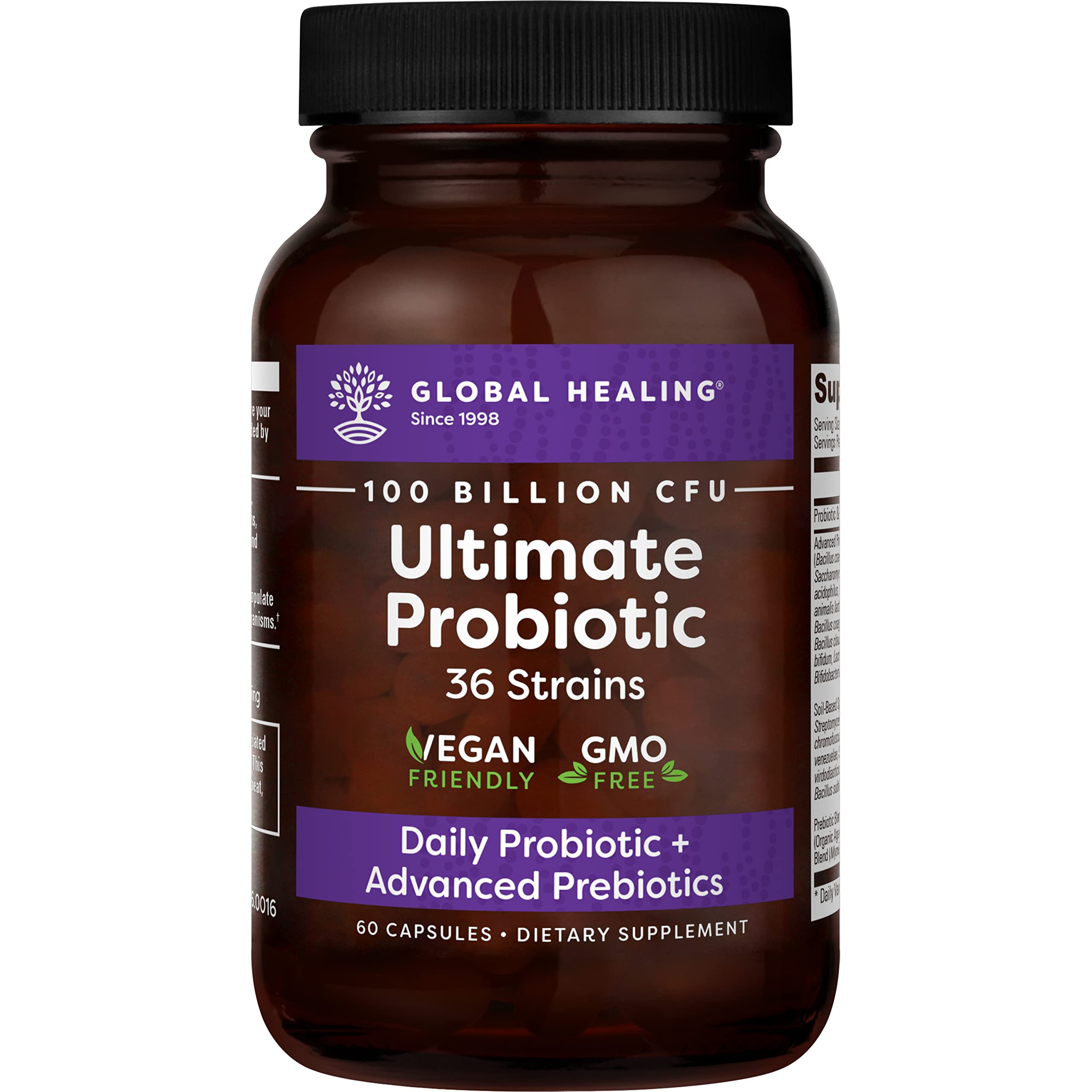Global Healing Ultimate Probiotic Blend bottle on a clean backdrop