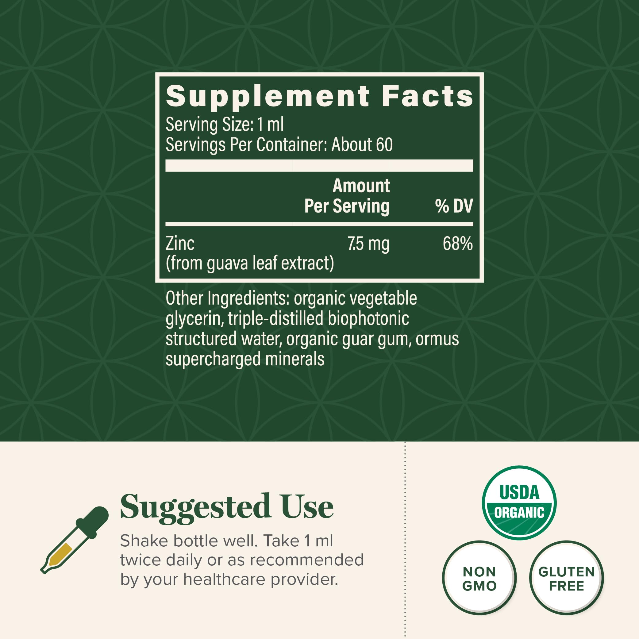 Label highlighting USDA Organic, vegan-friendly, and non-GMO claims