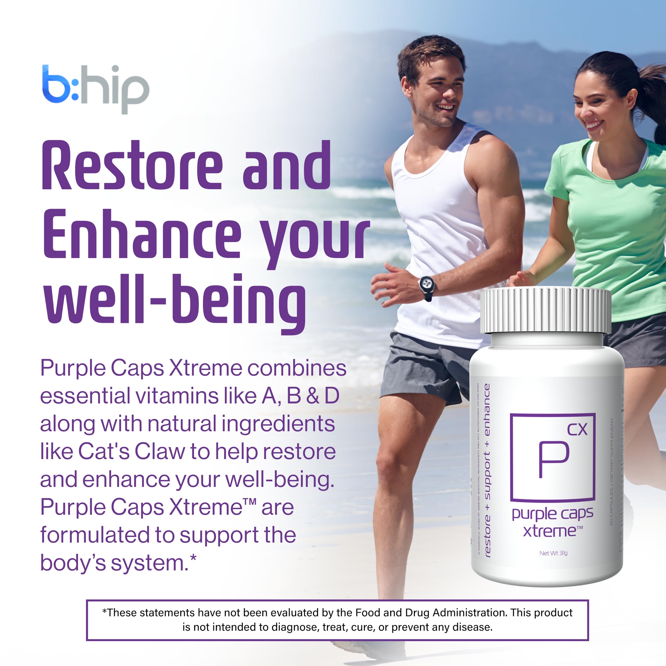 Back label of Global Purple Caps Xtreme bottle