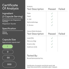 Globally sourced ingredients for Magnesium Taurate