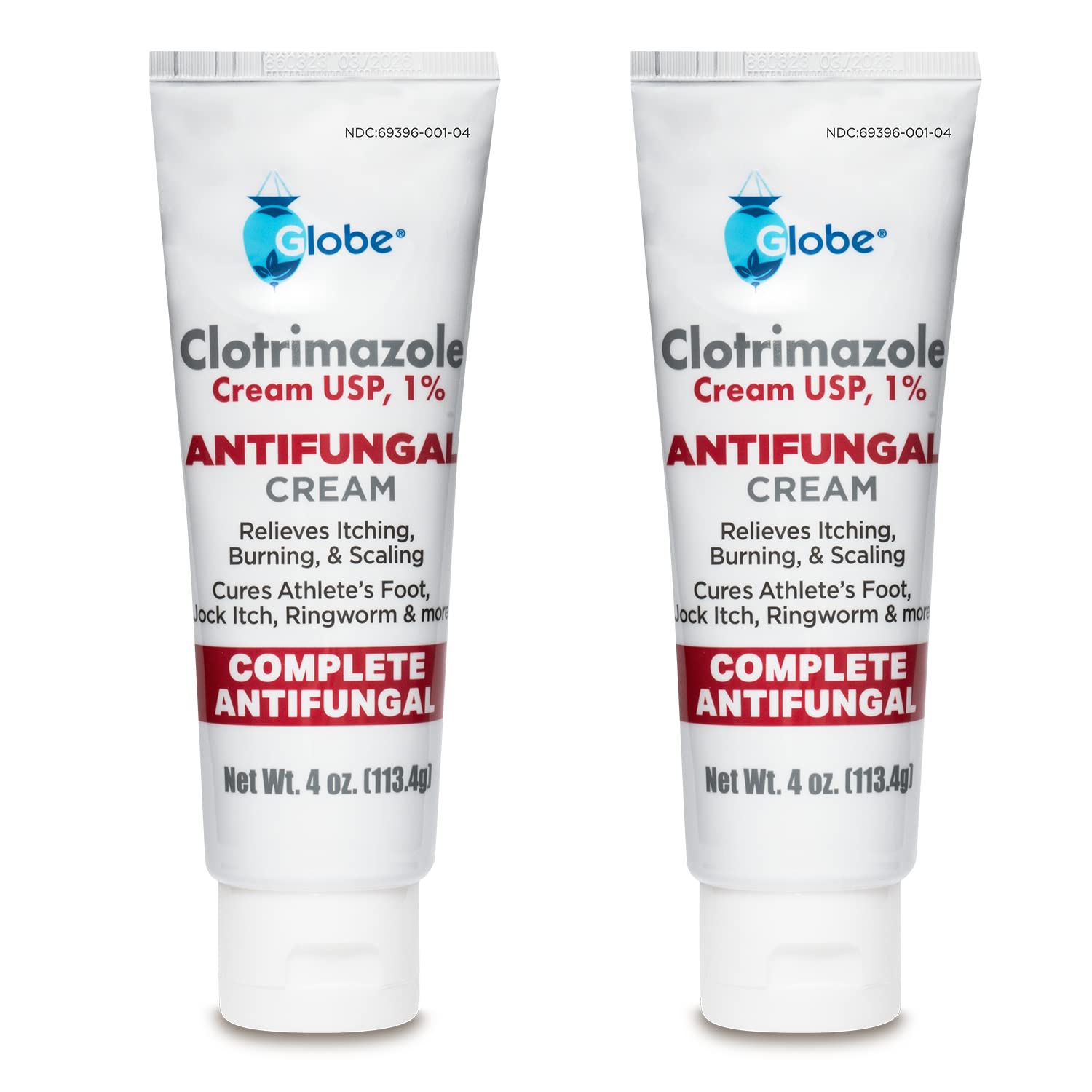 Globe Clotrimazole cream 1% tube front view for fast itch relief.