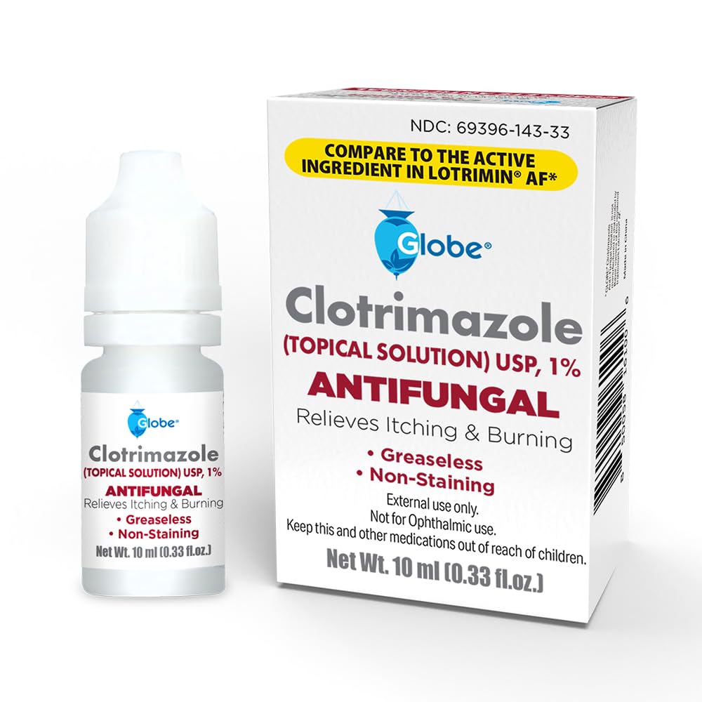 Globe Clotrimazole Solution 10ml bottle ready for quick, on-the-go relief.