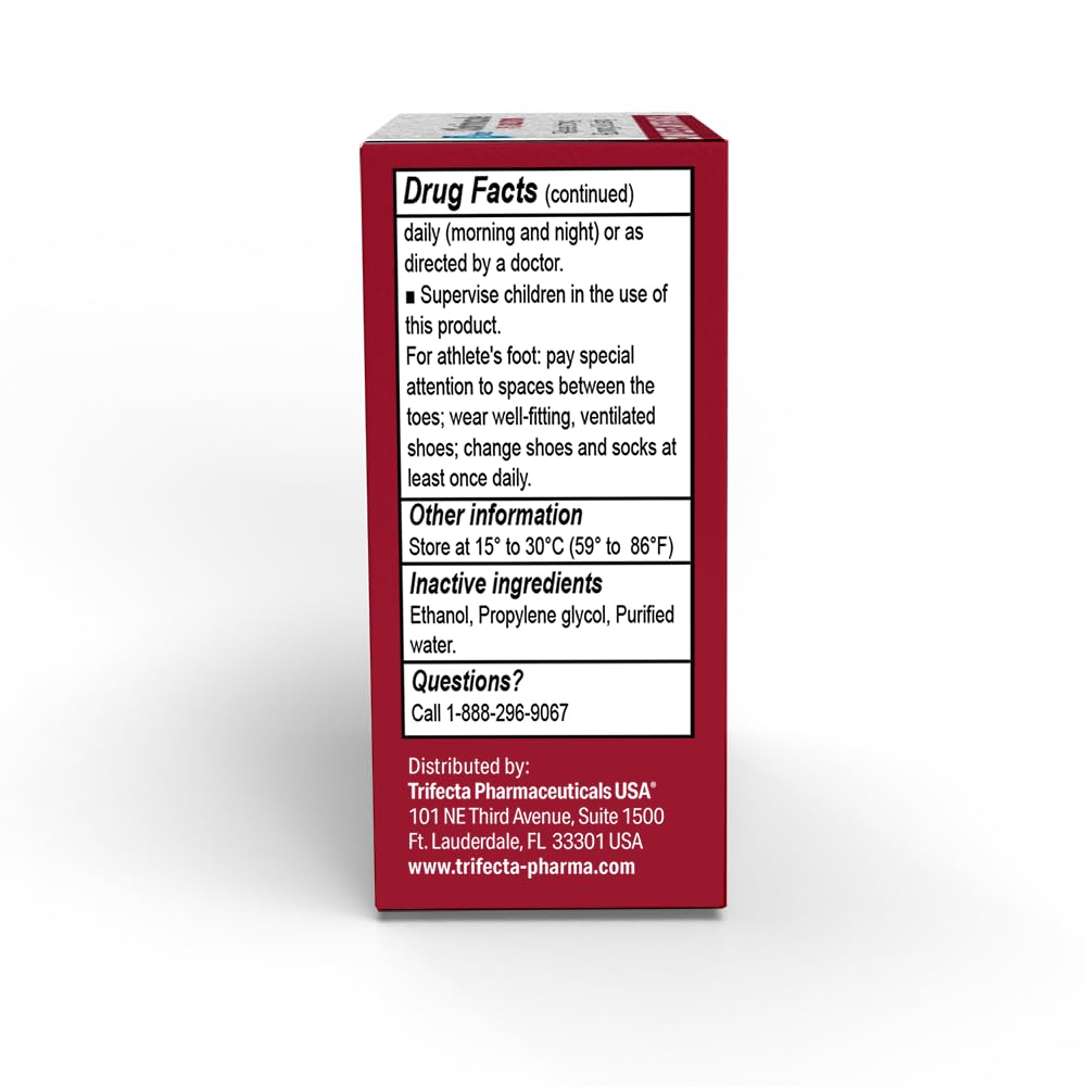 Globe Clotrimazole Solution close-up shows bottle and transparent liquid for easy application.