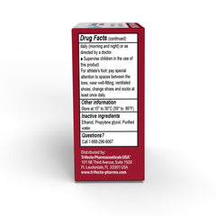 Globe Clotrimazole Solution close-up shows bottle and transparent liquid for easy application.