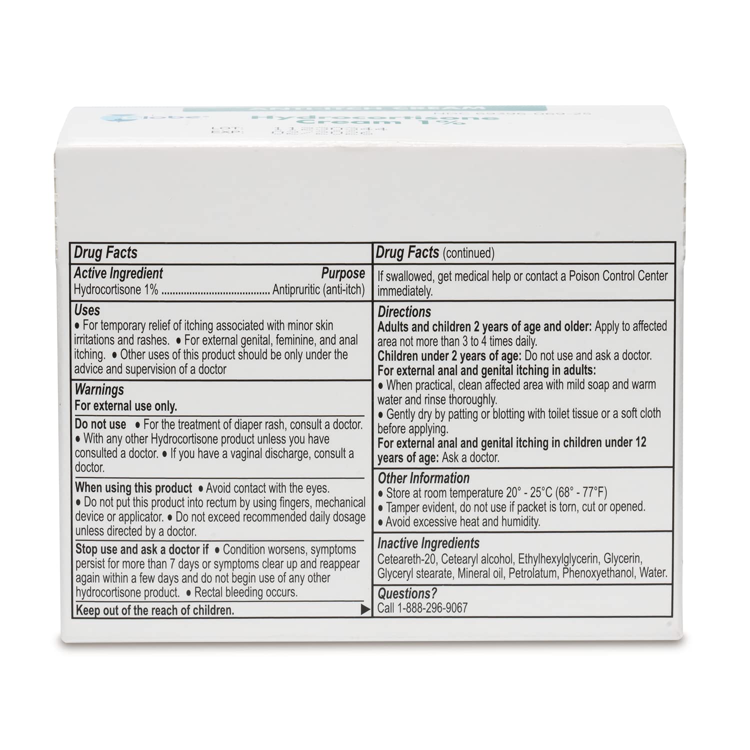Globe hydrocortisone cream box open show convenient per-pack use.