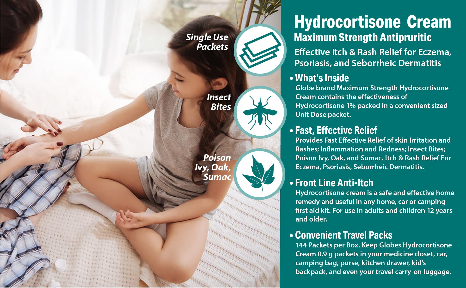 Globe Hydrocortisone cream pharmacist note suggests trusted anti-itch relief.