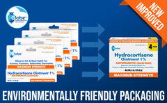 Globe Hydrocortisone Ointment label detail highlighting ingredients and usage.