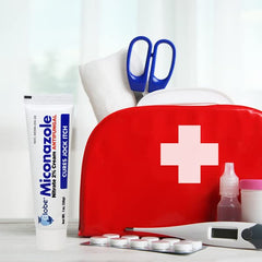 Globe miconazole cream applied on skin showing creamy texture