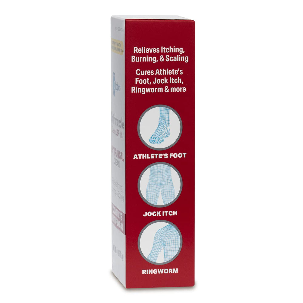 Globe Clotrimazole cream being applied to skin for relief.