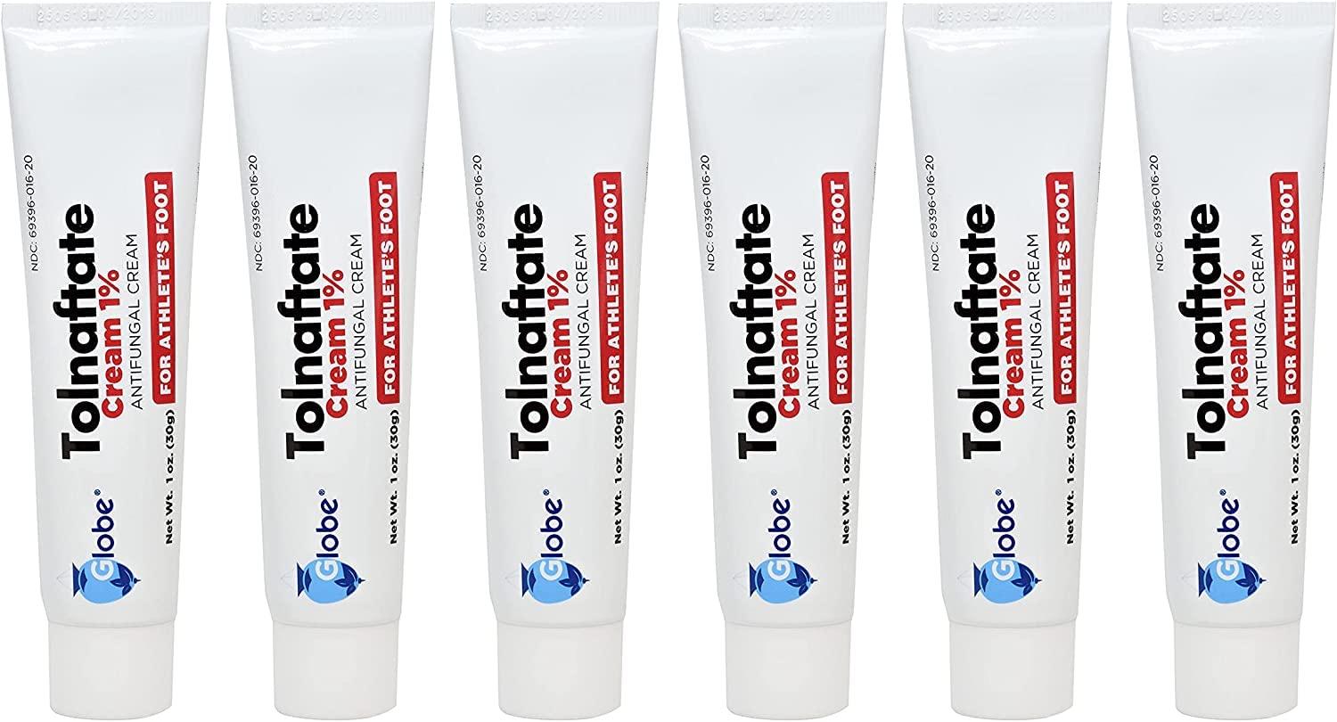 Globe Tolnaftate 1% Cream tube front – fast relief for athlete's foot itching.