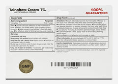 Globe Tolnaftate 1% Cream tube label – shows active ingredient and directions.