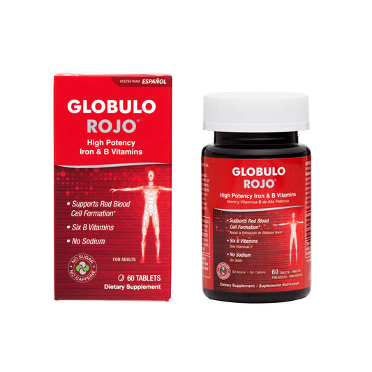 Globulo Rojo Iron Supplement bottle on white background