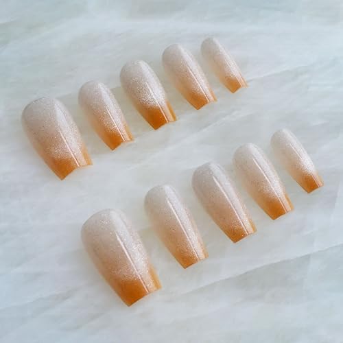 GLORS orange-ombre coffin nails deliver a dramatic salon-style finish at home.