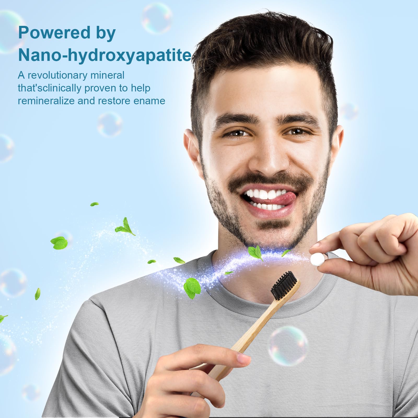 Travel-friendly mint GlorySmile toothpaste tablets in compact container