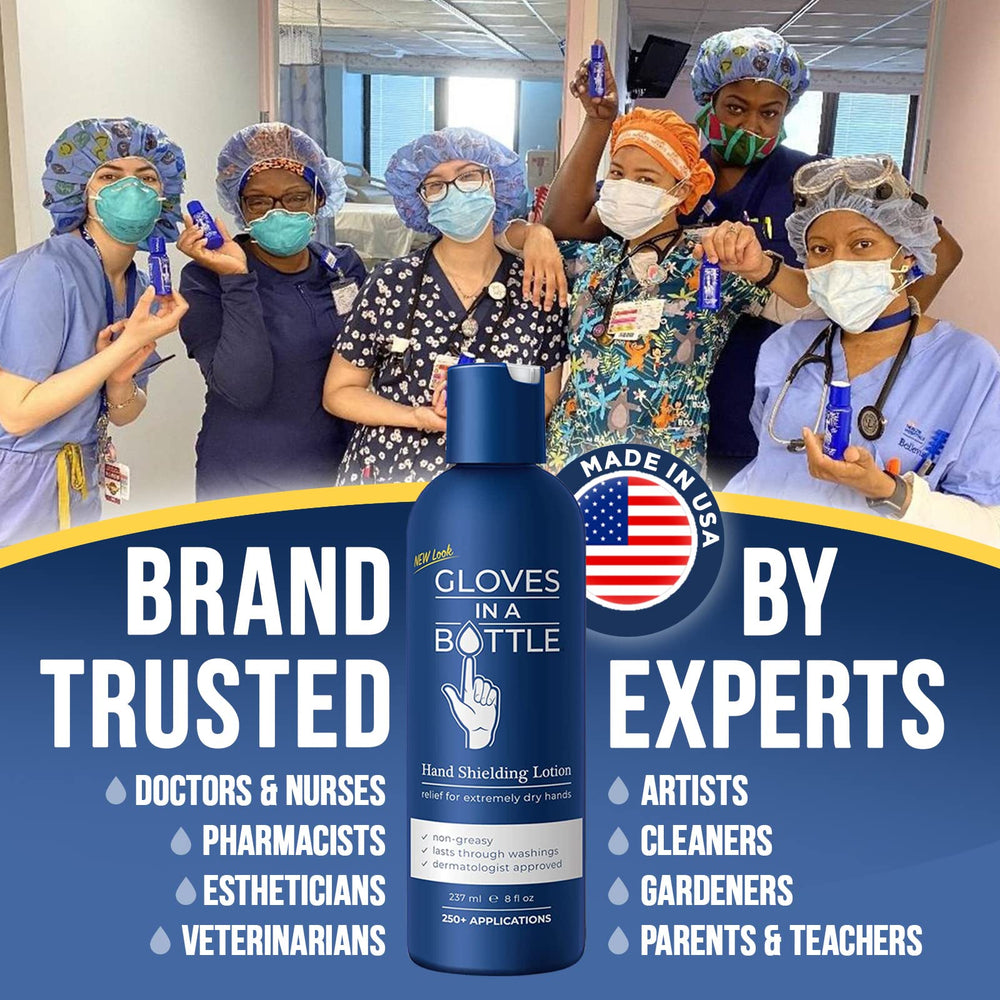 Gloves In A Bottle skin-barrier texture suggests protective layer formation.