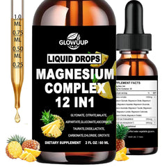 Front bottle of GLOVVUUP Magnesium 12-in-1 Complex 1000mg liquid drops