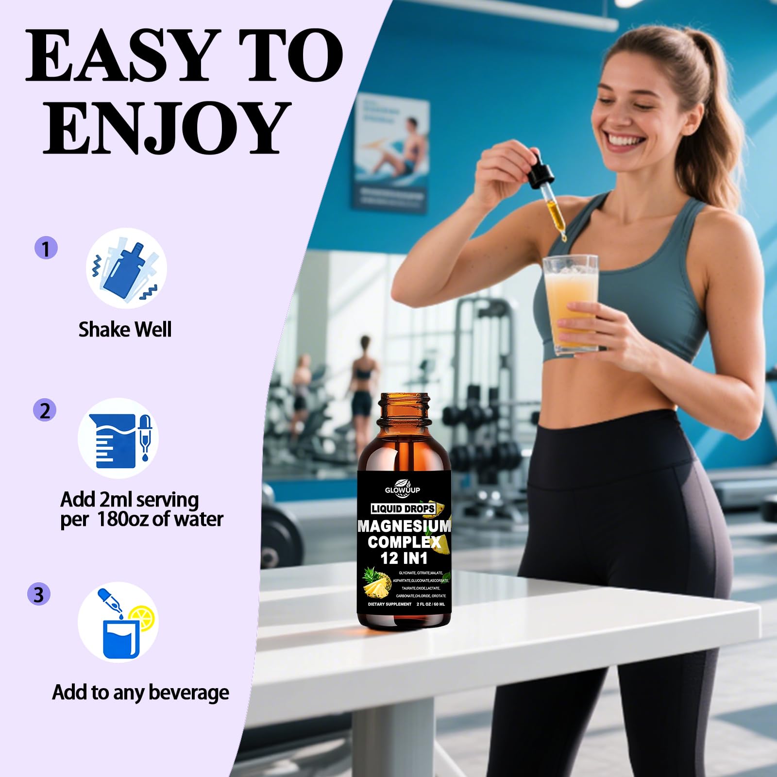 GLOVVUUP Magnesium 12-in-1 Complex product image with vegan keto non-GMO badge
