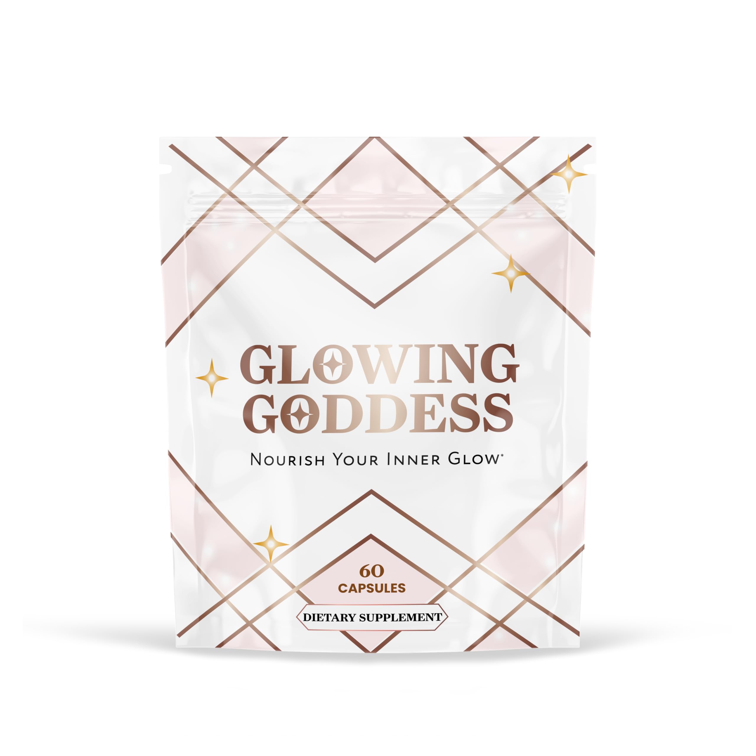 Glowing Goddess beef organ capsules in a bottle, supporting daily nourishment and vitality.