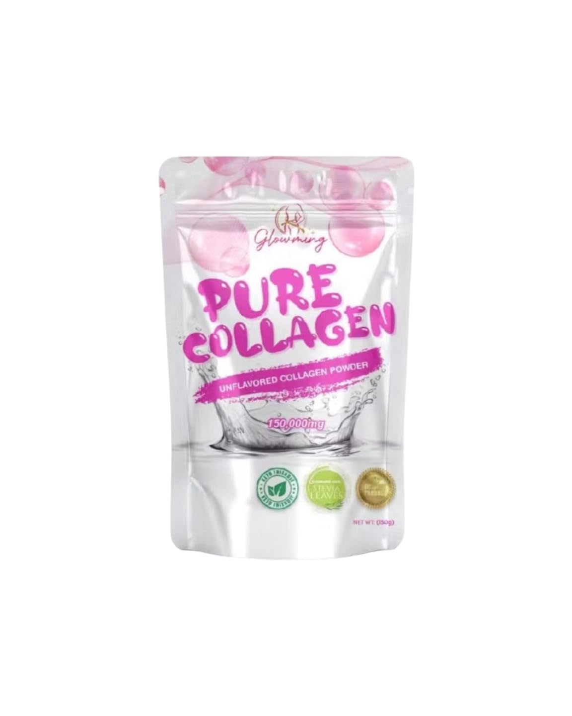 Front view of Glowming Pure Collagen Powder 150g container