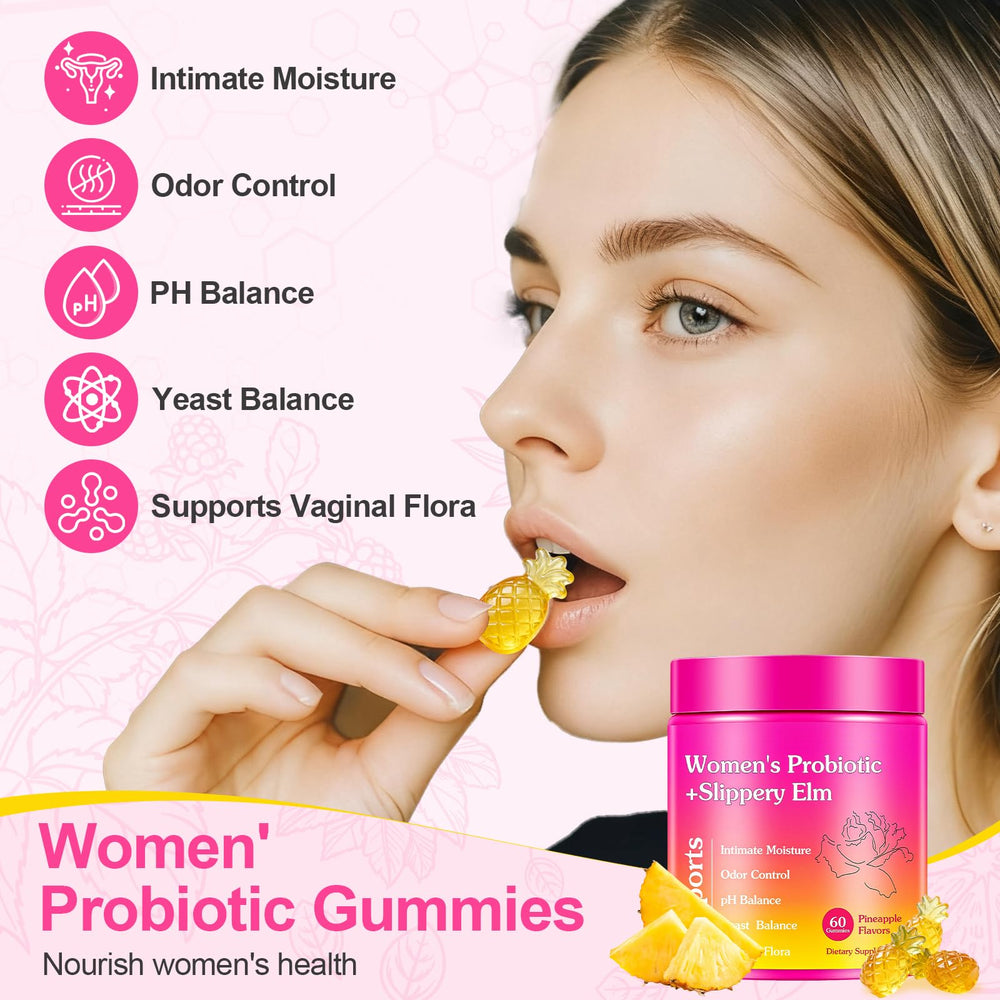 Illustration of vaginal health and pH balance with gummies