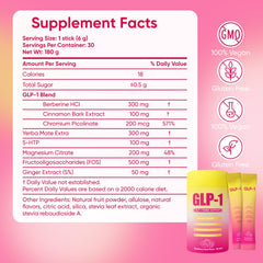 Front packaging of GLP-1 drink mix with Strawberry Acai flavor