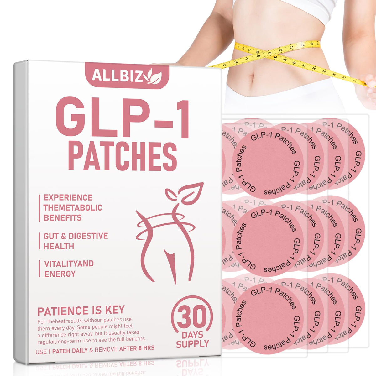 GLP-1 patches with Berberine, Green Tea, Pomegranate and L-Glutamine ingredients