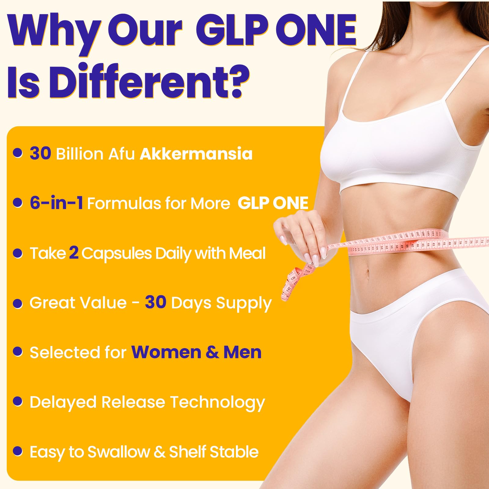 GLP ONE Akkermansia Probiotic capsules spilling from bottle