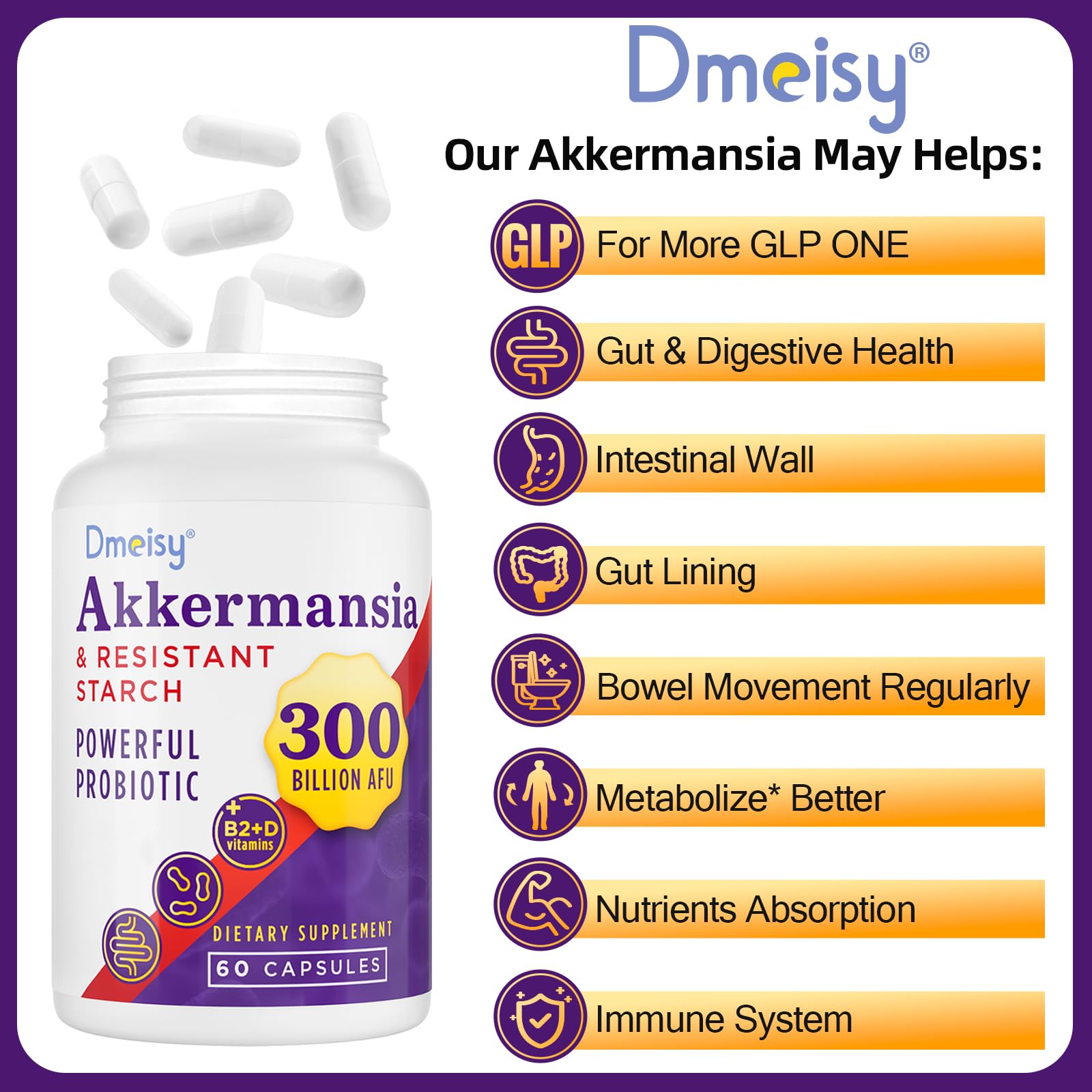 Capsules containing 300 Billion AFU Akkermansia muciniphila
