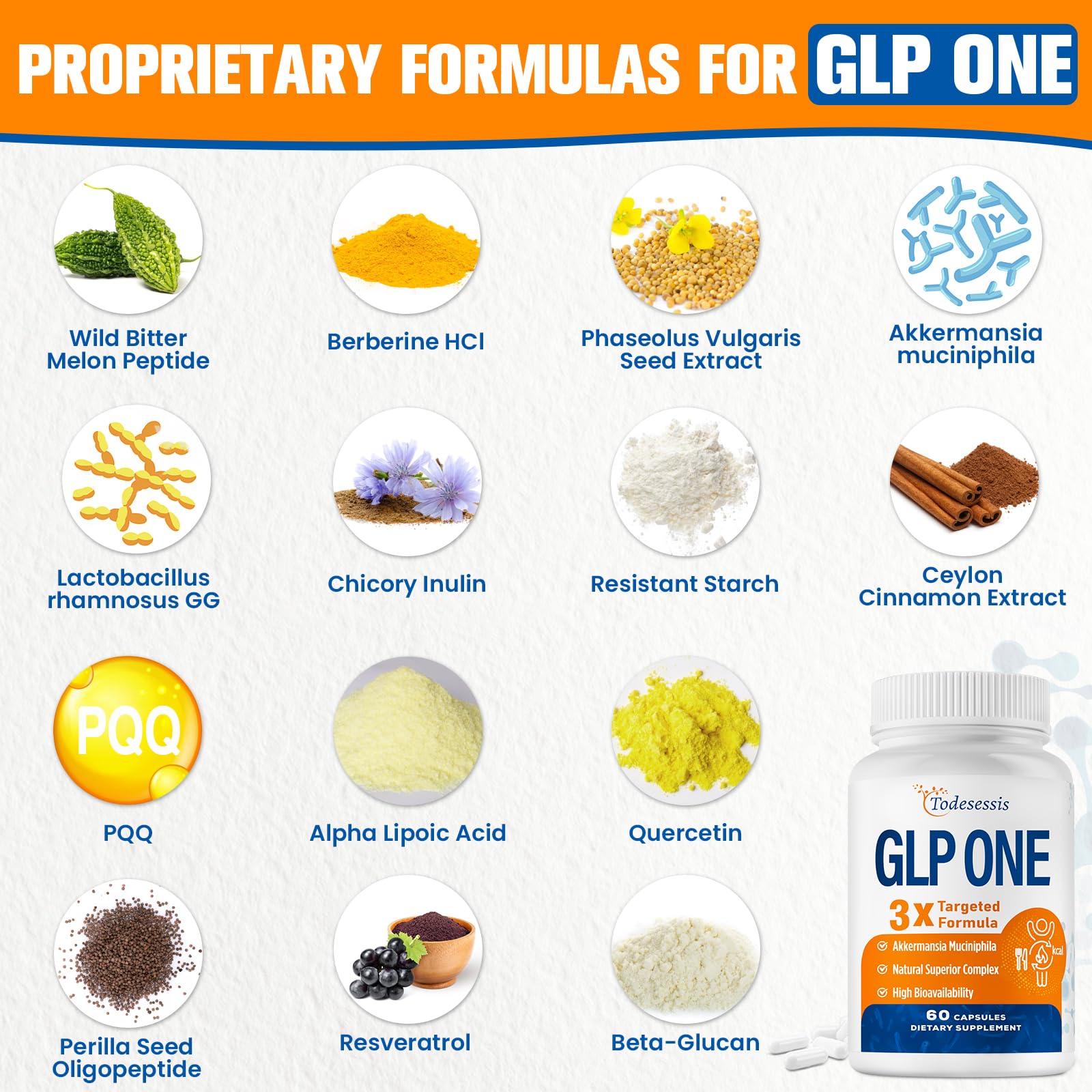 Close-up of GLP ONE bottle label highlighting vegan and gluten-free