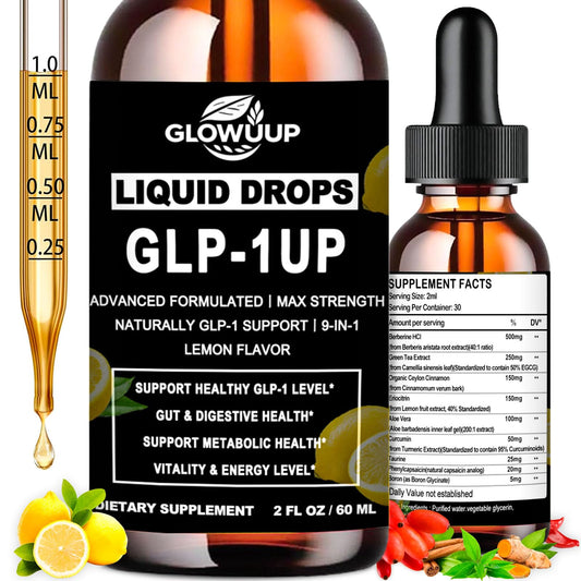 9-in-1 GLP-1 supplement ingredients including Berberine HCl, Ceylon Cinnamon, Green Tea Extract, Aloe Vera, Curcumin, and more.