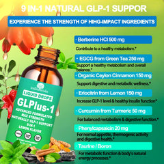 Close-up of GLP-1 Drops ingredients Berberine HCl and Green Tea