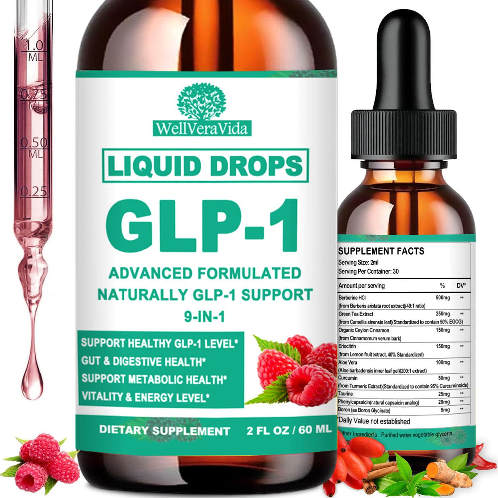 GLP-1 Drops Raspberry bottle front view