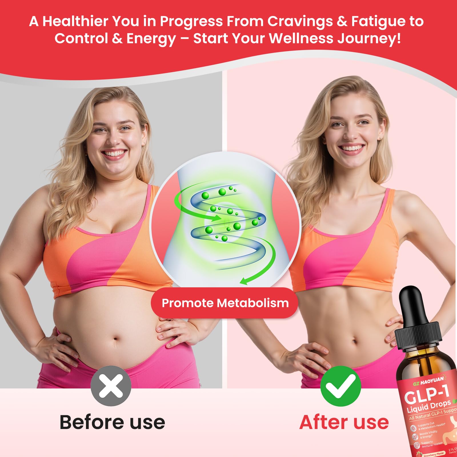 Strawberry-flavored GLP-1 drops being dispensed, fast absorption